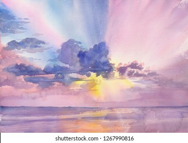 Sunrise Watercolor Images, Stock Photos & Vectors | Shutterstock