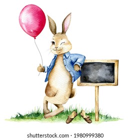 Watercolor Rabbit illustration, cute rabbit