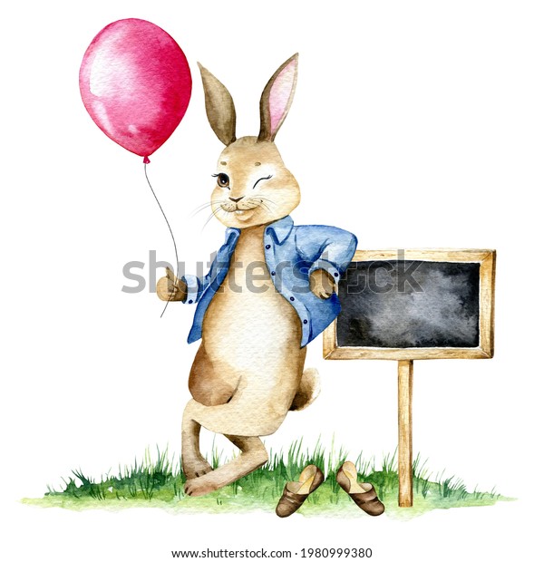Watercolor Rabbit illustration, cute rabbit