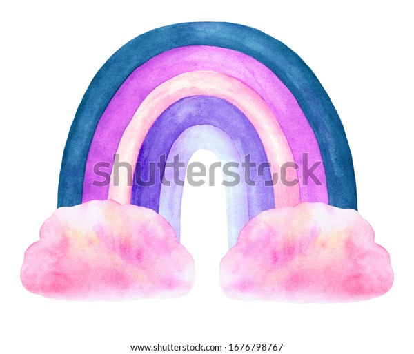 Watercolor Rainbow Clouds Abstract Isolated Image Stock Illustration