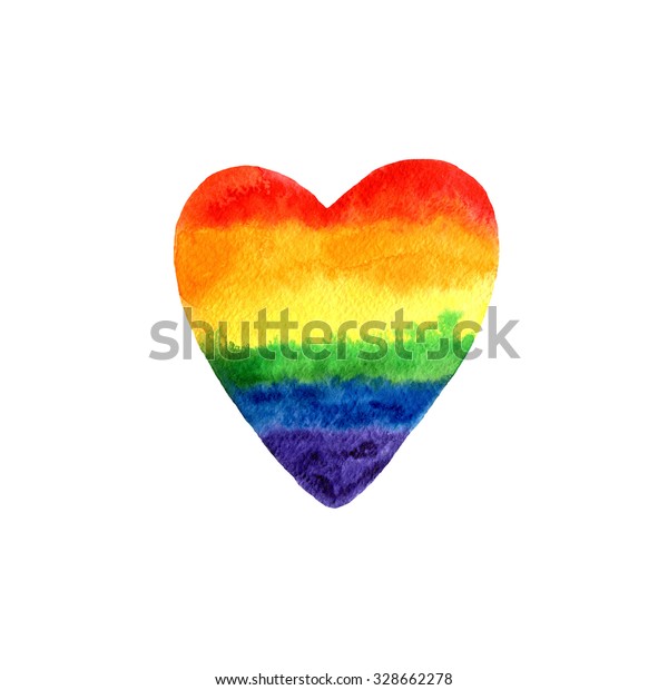 水彩の虹の色がゲイのレズビアンlgbtイラストを好む のイラスト素材