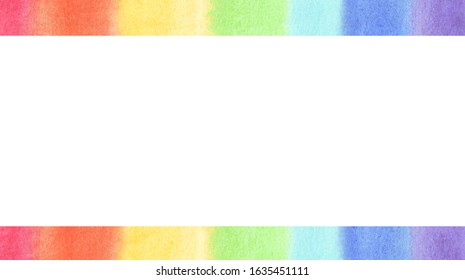 Watercolor Rainbow Horizontal Banner Frame Border Stock Illustration ...