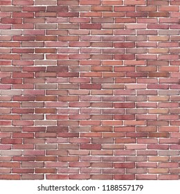 Watercolor Red Brick Wall. Hand Painted Architectural Seamless Pattern