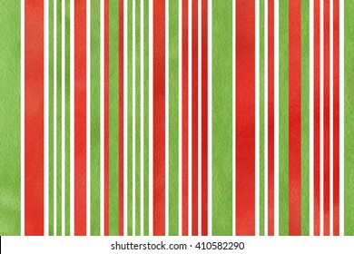 Watercolor Red And Green Striped Background. Abstract Watercolor Background With Red And Green Stripes.