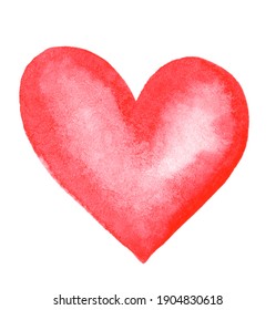 Watercolor Red Heart Isolated On White Stock Illustration 1904830618 ...