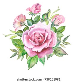 Bouquet Roses Eustoma Watercolor Can Be Stock Illustration 202751278
