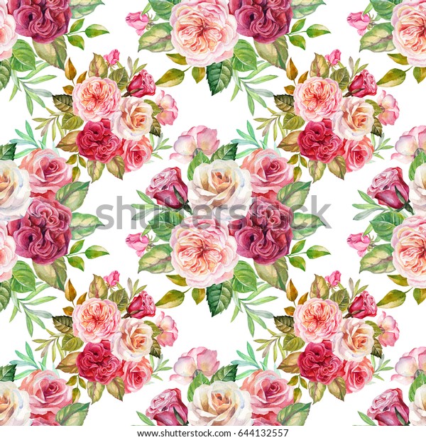 Watercolor Roses Background Stock Illustration 644132557 | Shutterstock