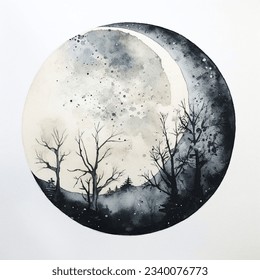 Watercolor round drawing the