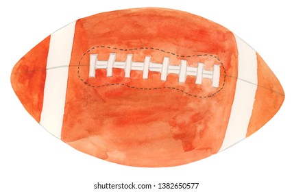 Watercolor Rugby Ball Illustration, Rugby Ball Clipart