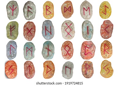 Watercolor runes set. Isolated on white background for fabric, wrapping paper, scrapbooking, textile, etc.