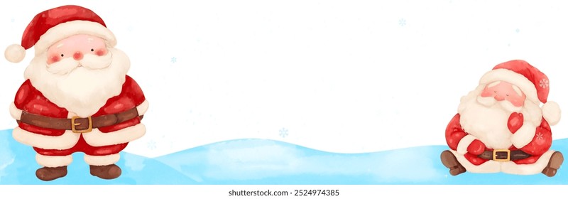 Watercolor Santa Claus Characters in Winter Scene - Cute Christmas Clip Art for Holiday Designs - Powered by Shutterstock