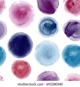 Watercolor Seamless Abstract Dots. Paint Stains Background.