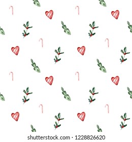 Watercolor Seamless Christmas Pattern.   Excellent For Wrapping Paper Design