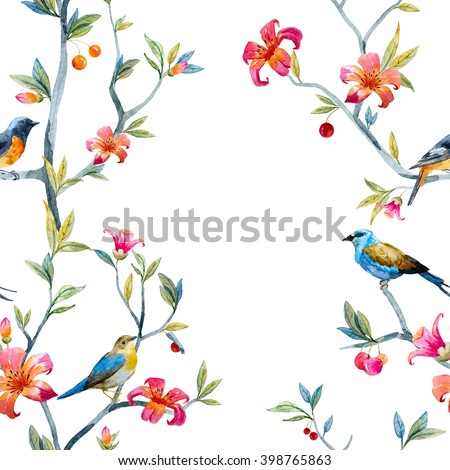 Royalty Free Stock Illustration Of Watercolor Seamless Pattern Birds