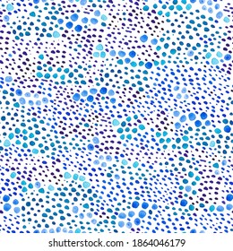 Watercolor seamless pattern with blue spots. Abstract sea.
