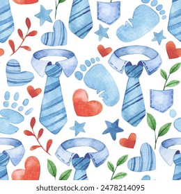 watercolor seamless pattern for father's day. cute illustrations - Powered by Shutterstock