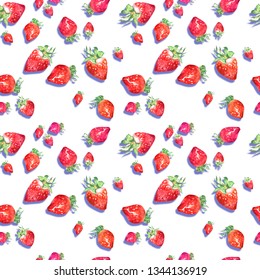Watercolor seamless pattern with hand drawn fresh juicy fruits - Shutterstock ID 1344136919