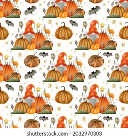 Watercolor seamless pattern for happy halloween, autumn, hello october. - Powered by Shutterstock