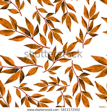 Similar – Yellow autumn leaves pattern on white