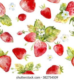 Watercolor Seamless Strawberry Pattern