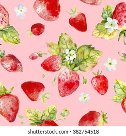 Watercolor Seamless Strawberry Pattern