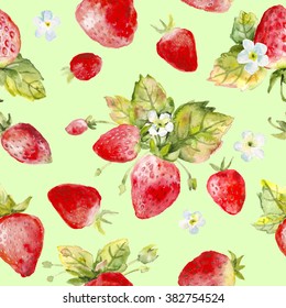 Watercolor Seamless Strawberry Pattern Stock Illustration 382754524 ...