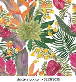 Vector Seamless Pattern Tropical Leaves Exotic Stock Vector (Royalty ...