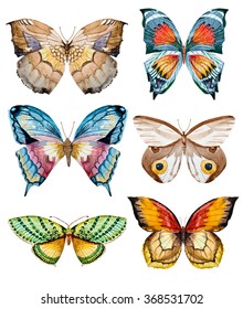 Watercolor Set Butterflies, Colorful Butterfly, Moth