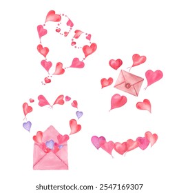 Watercolor sets of romantic hearts isolated on white background. For Save the date, Valentines day, birthday and mothers day cards, wedding invitation, postcard - Powered by Shutterstock