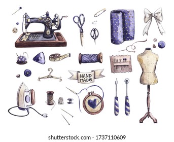 Sewing Kit Vector Clipartminimalistic Set Elements Stock Vector ...