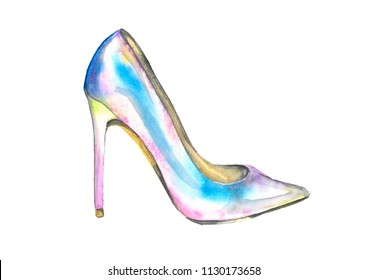 Watercolor Shoes Multicolored Shoes Unusual Shoes Stock Illustration ...