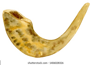 Watercolor Shofar Illustration, Shofar Clipart