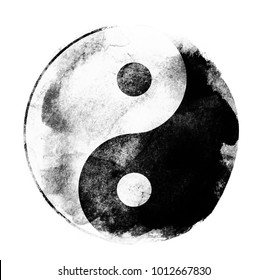 Watercolor Sigh Of Yin And Yang