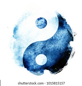 Watercolor Sigh Of Yin And Yang