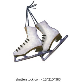 Watercolor skates  Isolated