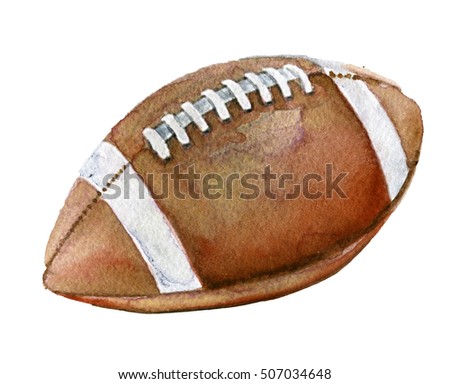 watercolor sketch of american football ball on white background