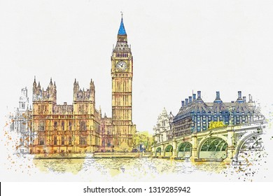 5,756 London buildings sketch Images, Stock Photos & Vectors | Shutterstock