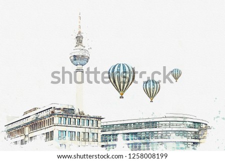 Image, Stock Photo Berlin air with television tower