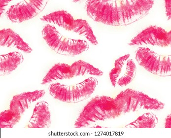 Watercolor Sketch Kiss Stain Paint Lipstick Stock Illustration 