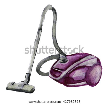 watercolor sketch of vacuum cleaner on a white background