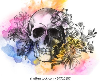 Watercolor Skull Images, Stock Photos & Vectors | Shutterstock