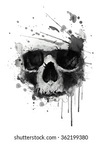 Watercolor skull illustration 