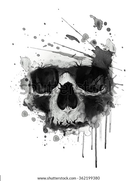 Watercolor skull illustration\
