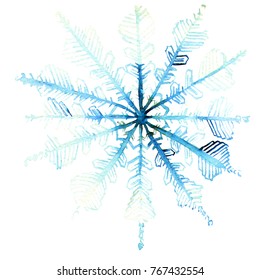 Watercolor Snowflakes Hand Draw Winter Snow Stock Illustration ...