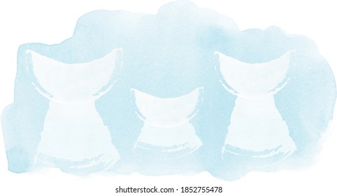 Watercolor Snowy Background, Snow Angel, Winter Scene Image, Winter Illustration.