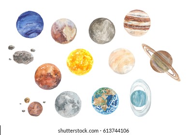 Watercolor Solar System Planets