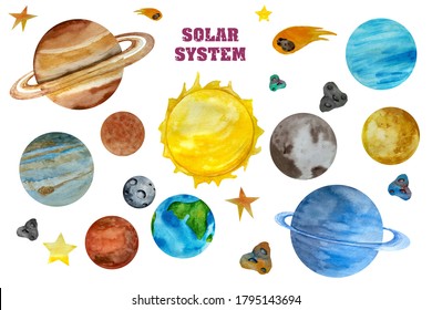 universe clipart images stock photos vectors shutterstock https www shutterstock com image illustration watercolor space clipart solar system planets 1795143694