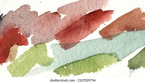 Watercolor Splotches With Magenta, Mauve, Green, And Blue Green.  