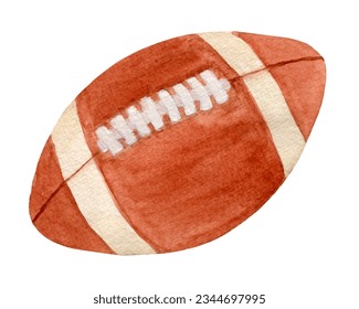 Watercolor sport illustration, bright ball for american football isolated on white background. Element for various sport products, school, card etc. - Powered by Shutterstock