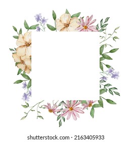 Watercolor Square Frame Garden Beige Pink Stock Illustration 2163405933 ...